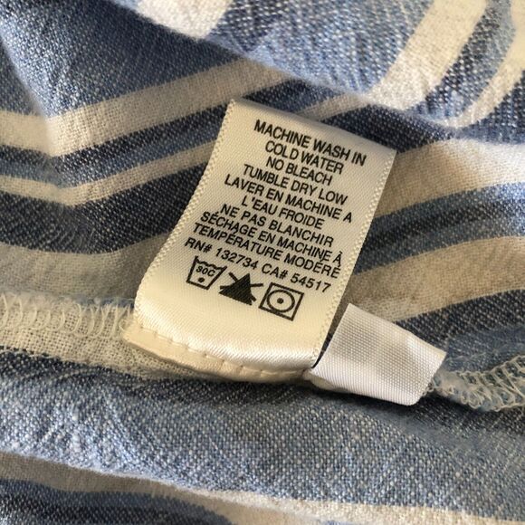 Cloth Stone Anthropologie Shirt Dress Blue Stripe Linen Blend Button Front Large - Picture 5 of 13
